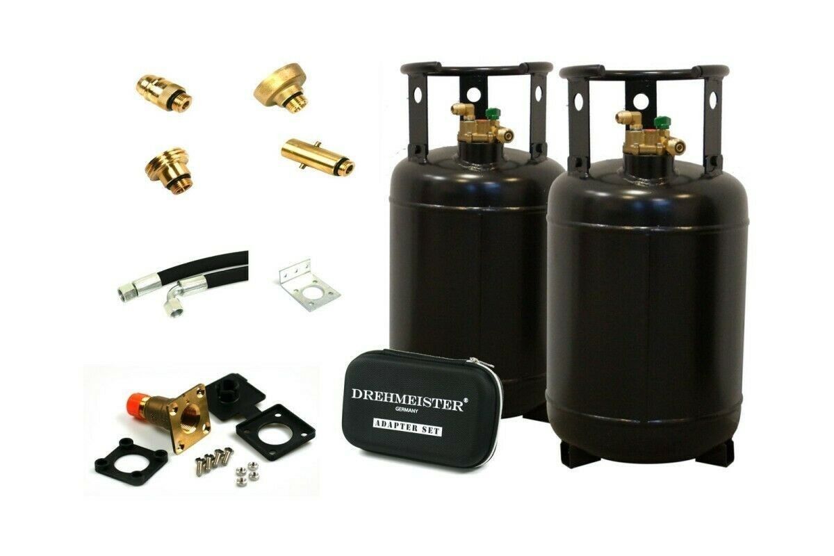 CAMPKO Tankflasche 30L mit 80% Füllstop Gasflasche Adapter Set LPG Autogas