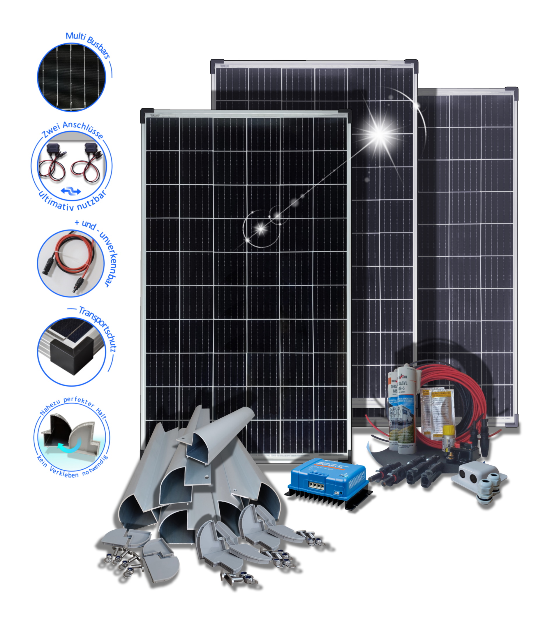 Solarset 300 Watt PREMIUM Multibusbar Solarmodule mit MPPT