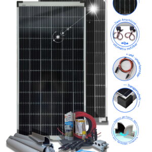 Solarset 2 x 150 Watt PREMIUM Multibusbar Solarmodule/MPPT-Laderegler Victron Energy für Wohnmobile